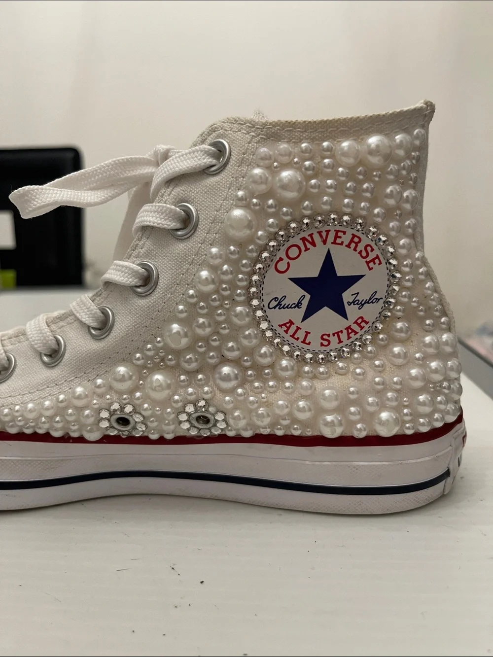 CONVERSE ALL STAR HIGH TOP PEARL SNEAKERS WOMENS SIZE 7 - Picture 4 of 14